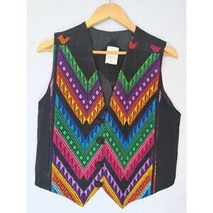 Vintage Rainbow Vest Boho Preppy Western Colorful Catalinas Texas Size Medium